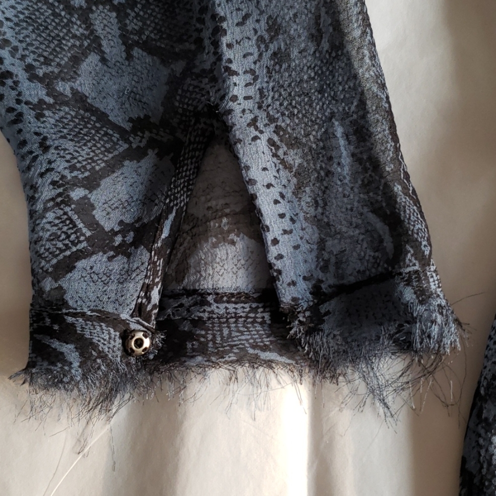 Rebecca Taylor New SILK Drawstring Blouse Top Long Sleeves Sheer Blue Womens🎉HP - Picture 13 of 15